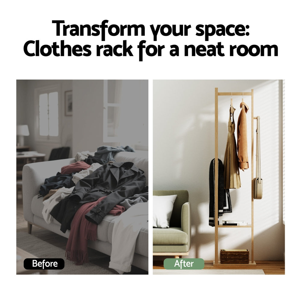 Artiss Clothes Rack Airer Coat Stand Bamboo Free Delivery