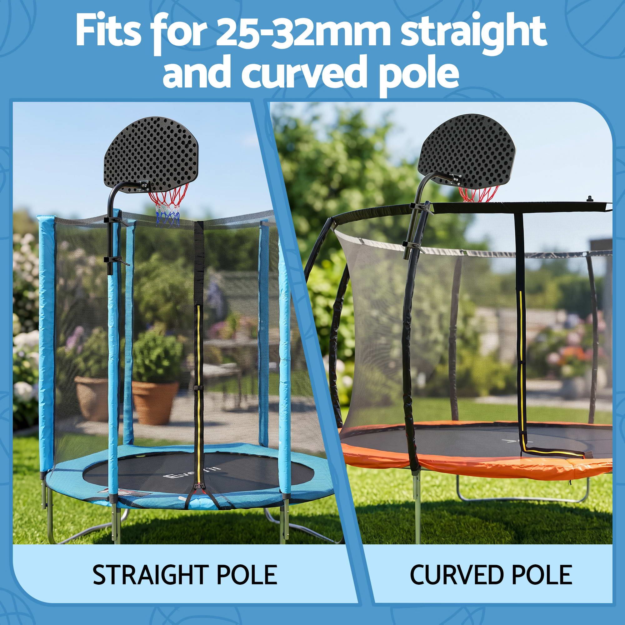 Everfit Kids Basketball Hoop with Ball and Pump Fit for Trampoline 25mm-32mm