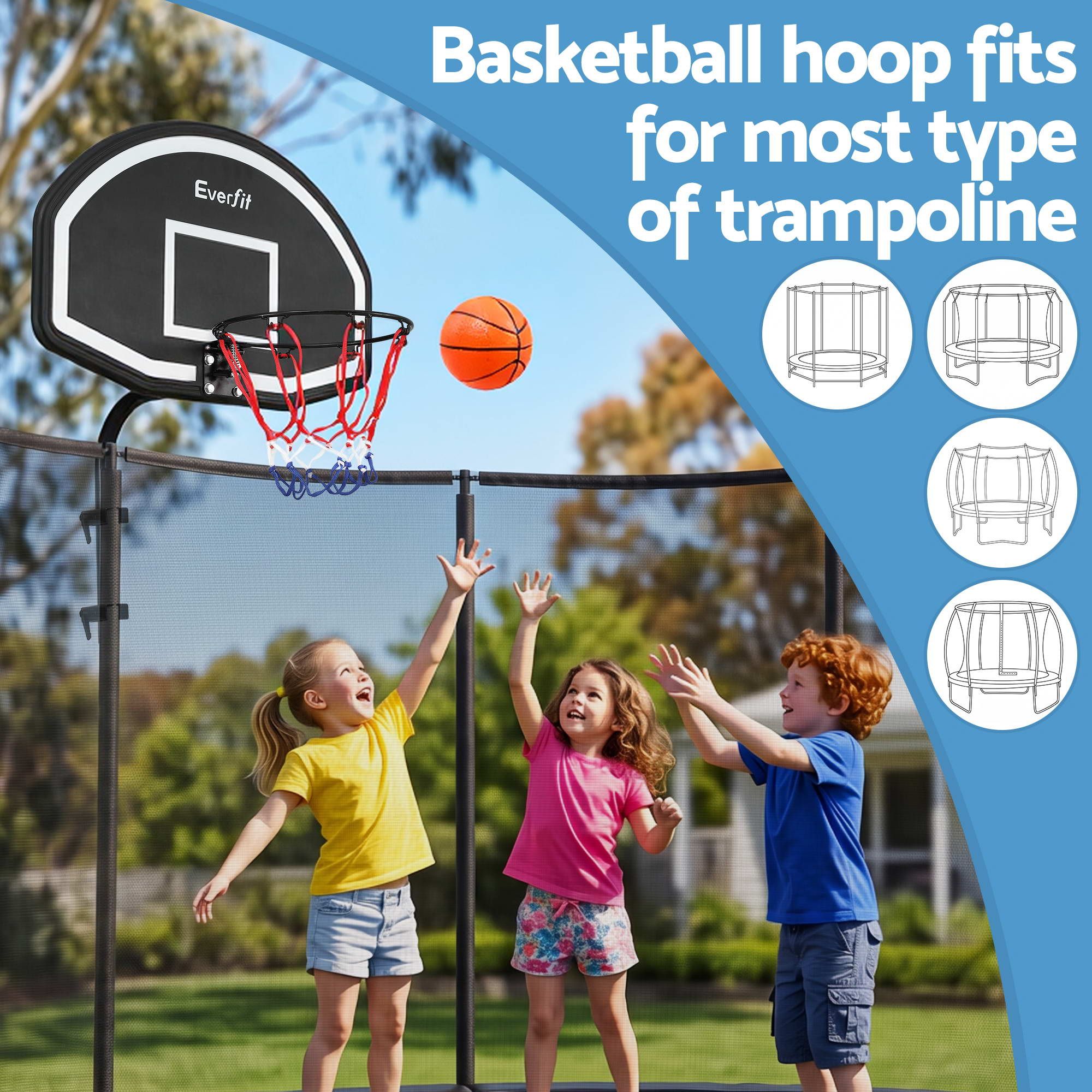Everfit Kids Basketball Hoop with Ball and Pump Fit for Trampoline 25mm-32mm