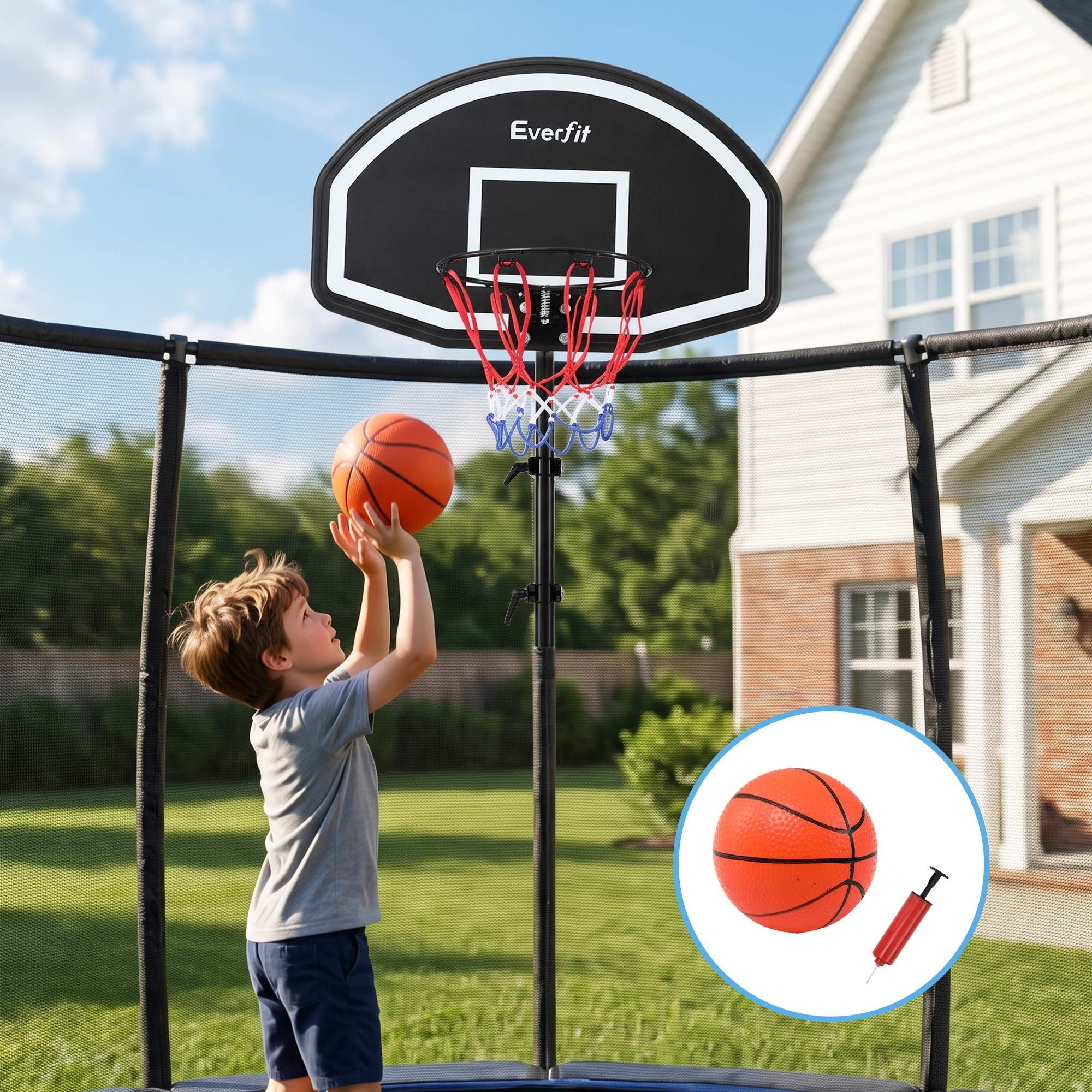 Everfit Kids Basketball Hoop with Ball and Pump Fit for Trampoline 25mm-32mm