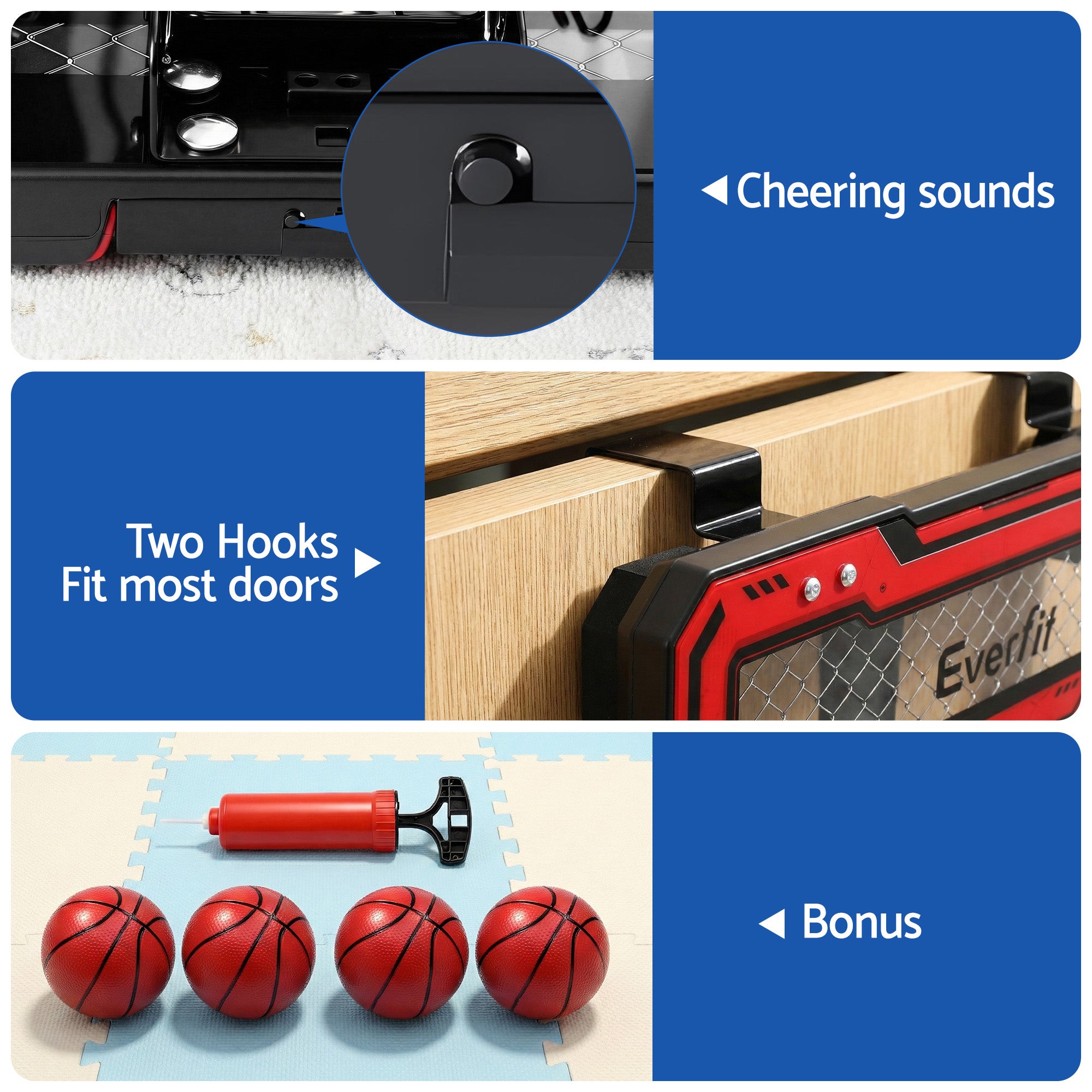 Everfit Mini Basketball Hoop Over Door Indoor LED Scoreboard Kids Set 40x30cm - Free Delivery