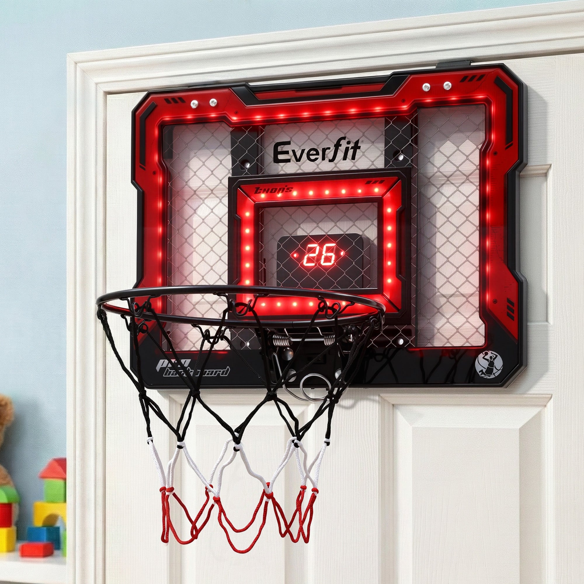Everfit Mini Basketball Hoop Over Door Indoor LED Scoreboard Kids Set 40x30cm - Free Delivery