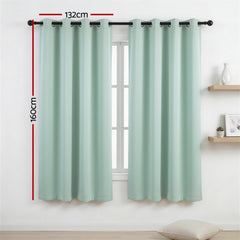 Artiss Blockout Curtains 2X 132x160cm Thermal Insulated Eyelet Drapes Green