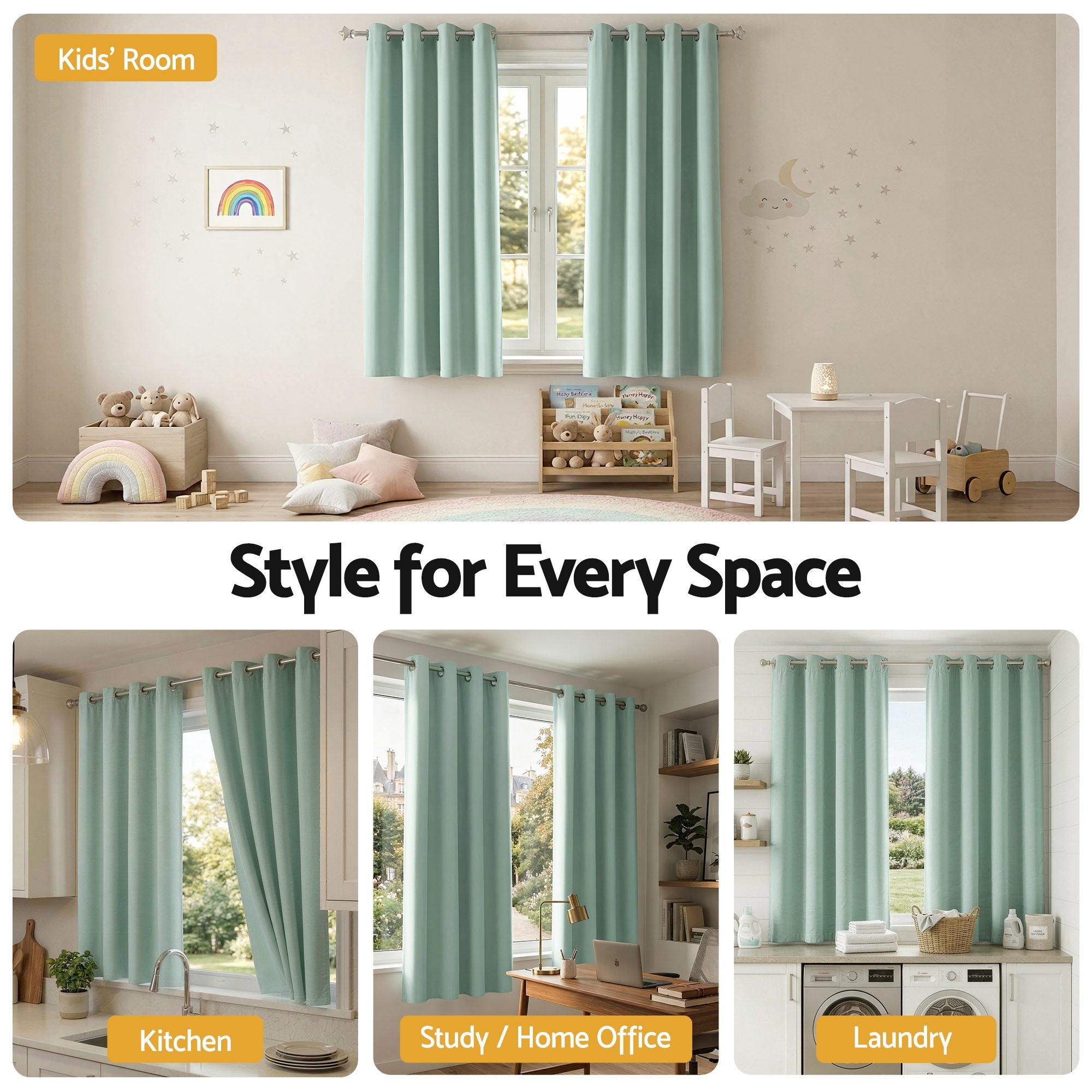 Artiss Blockout Curtains 2X 132x160cm Thermal Insulated Eyelet Drapes Green