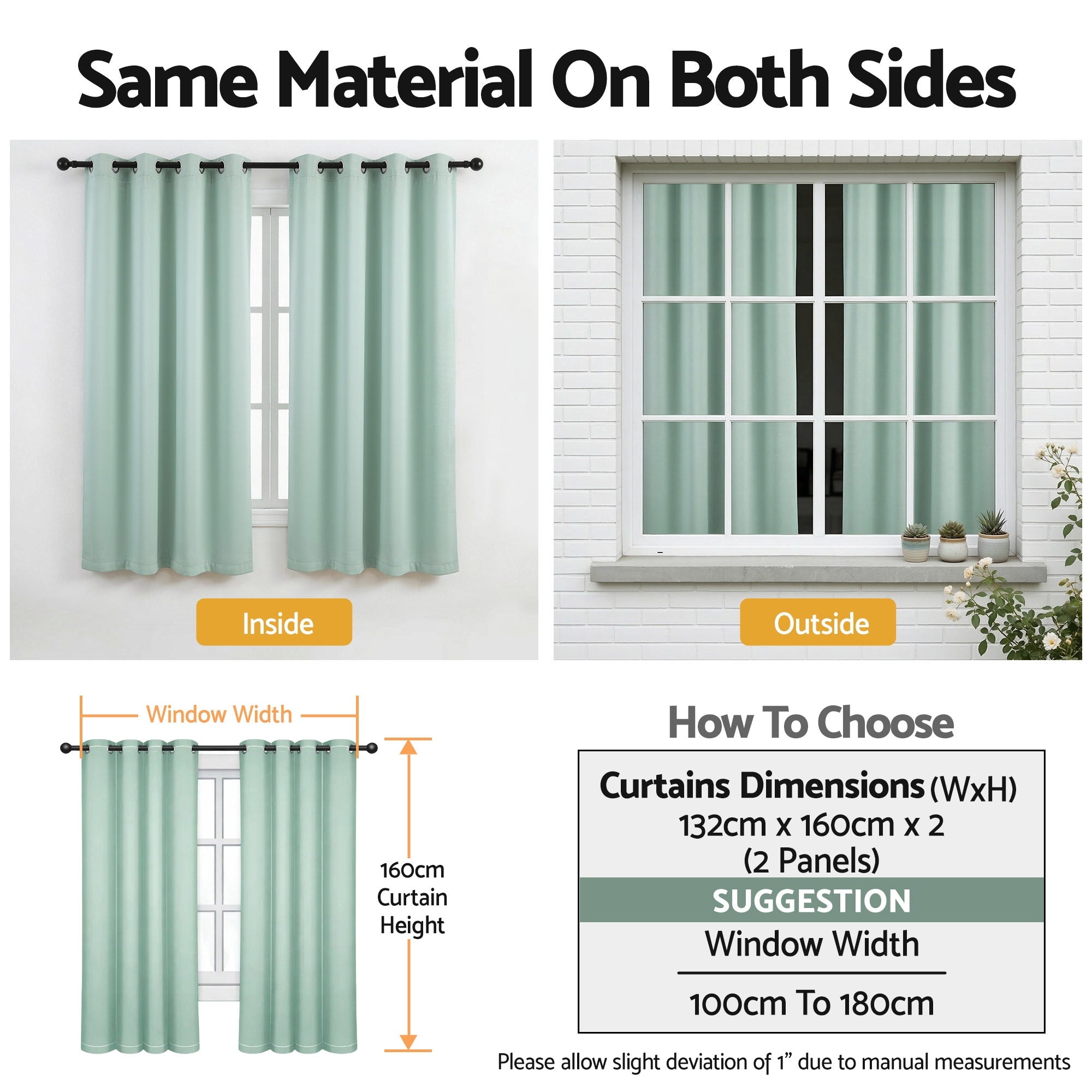 Artiss Blockout Curtains 2X 132x160cm Thermal Insulated Eyelet Drapes Green