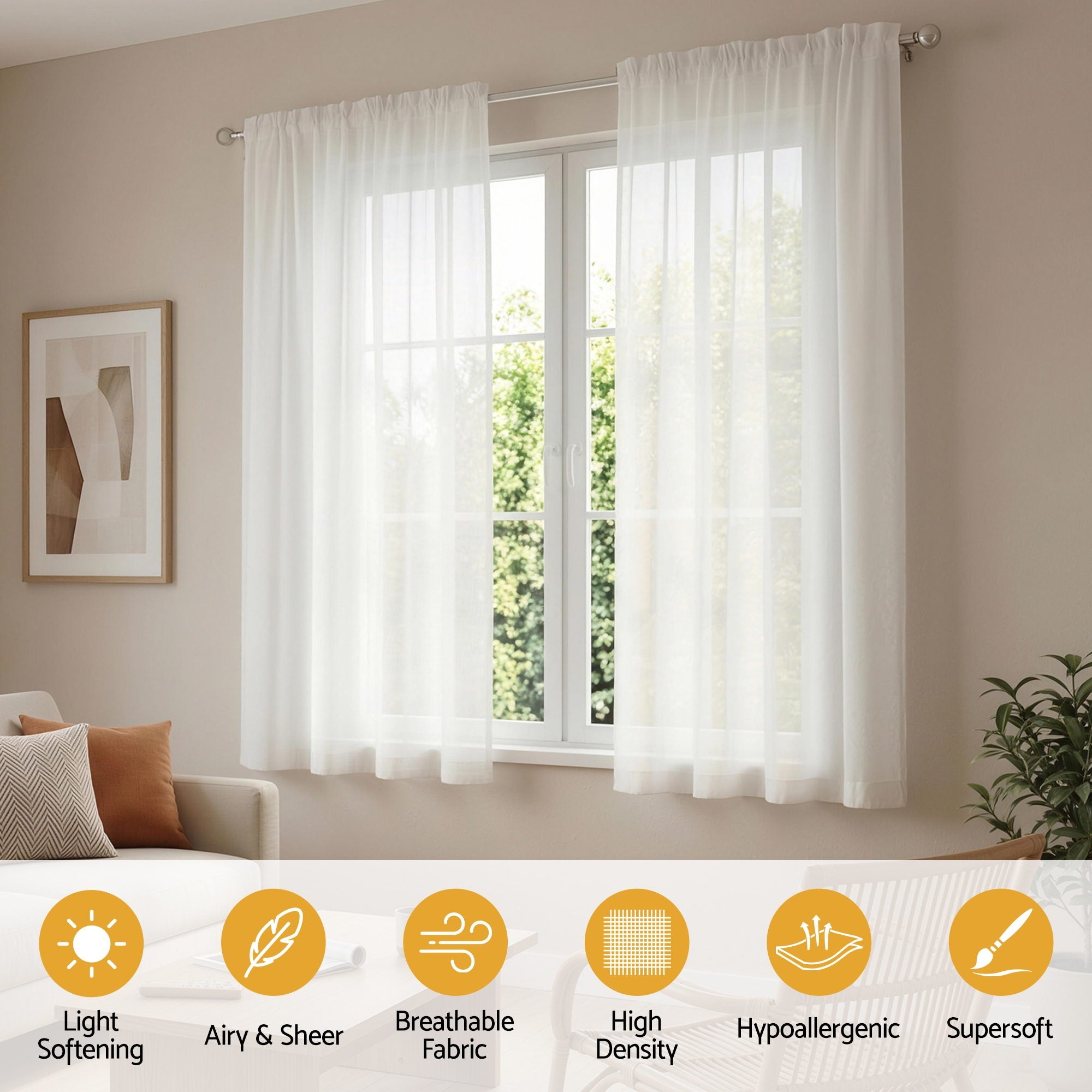 Artiss Blockout Curtains 2X 132x160cm Light Filtering Window Drapes Rod Pocket
