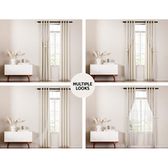 Artiss 2X 132x213cm Blockout Sheer Curtains Beige