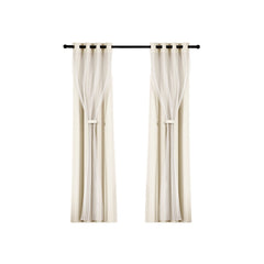 Artiss 2X 132x242cm Blockout Sheer Curtains Beige