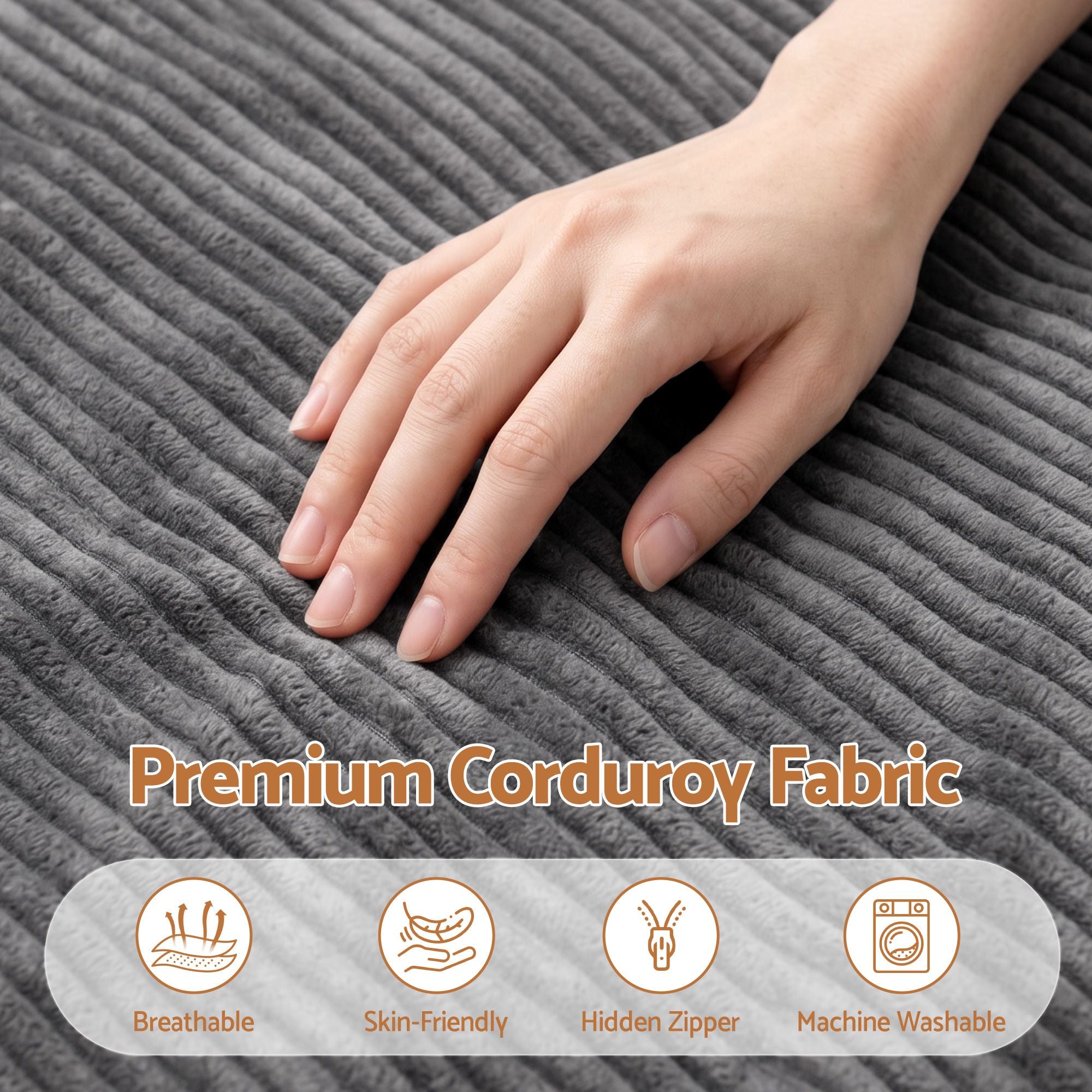 Artiss 3 in 1 Bean Bag Chair Cover (No Filler) Convertible Bean Bag for Adults, Corduroy Stuffed Animal Storage Bean Bag Cover Washable for Living Room Bedroom, Grey