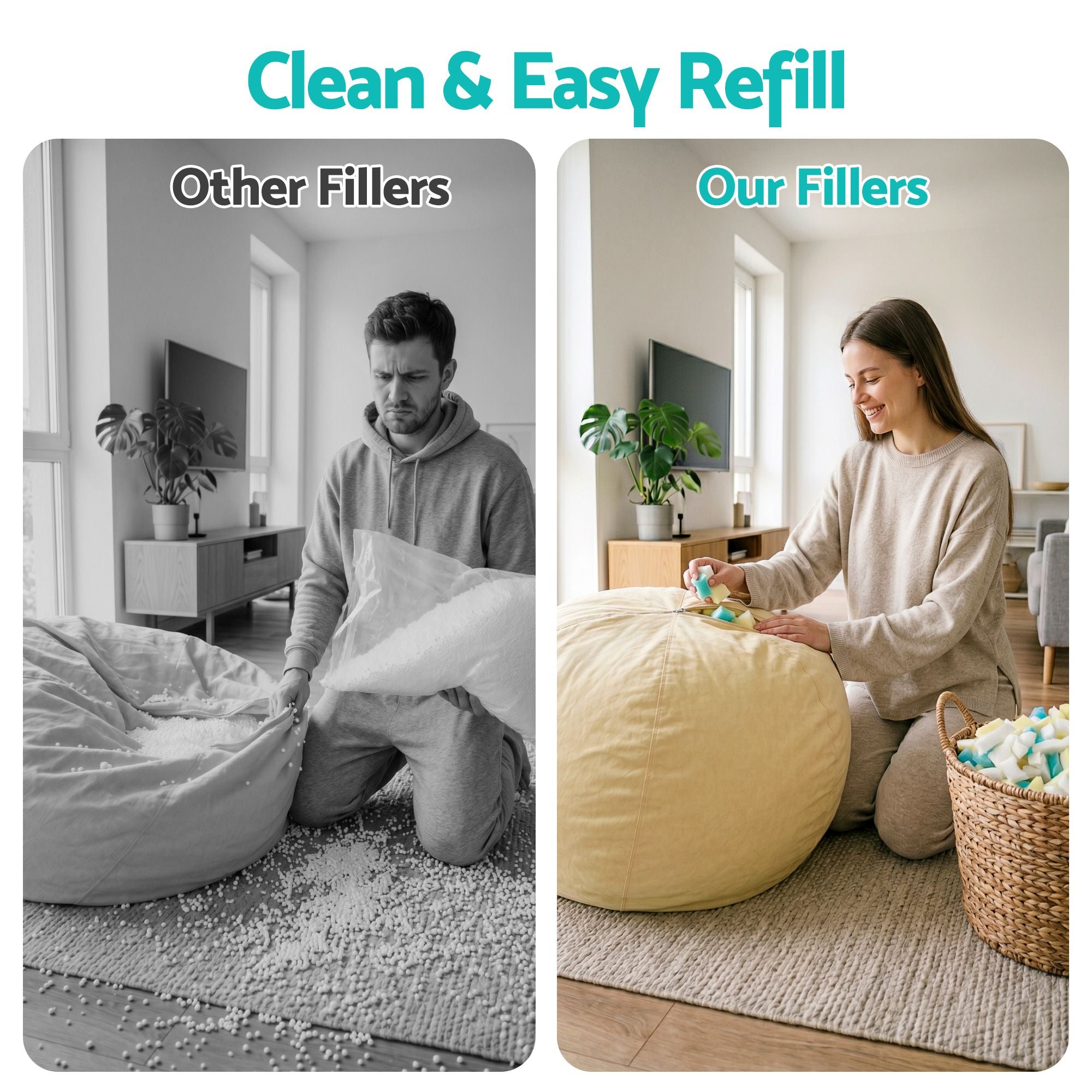 Artiss 20lbs (8.8KG) Bean Bag Filler Shredded Memory Foam Filling High Density