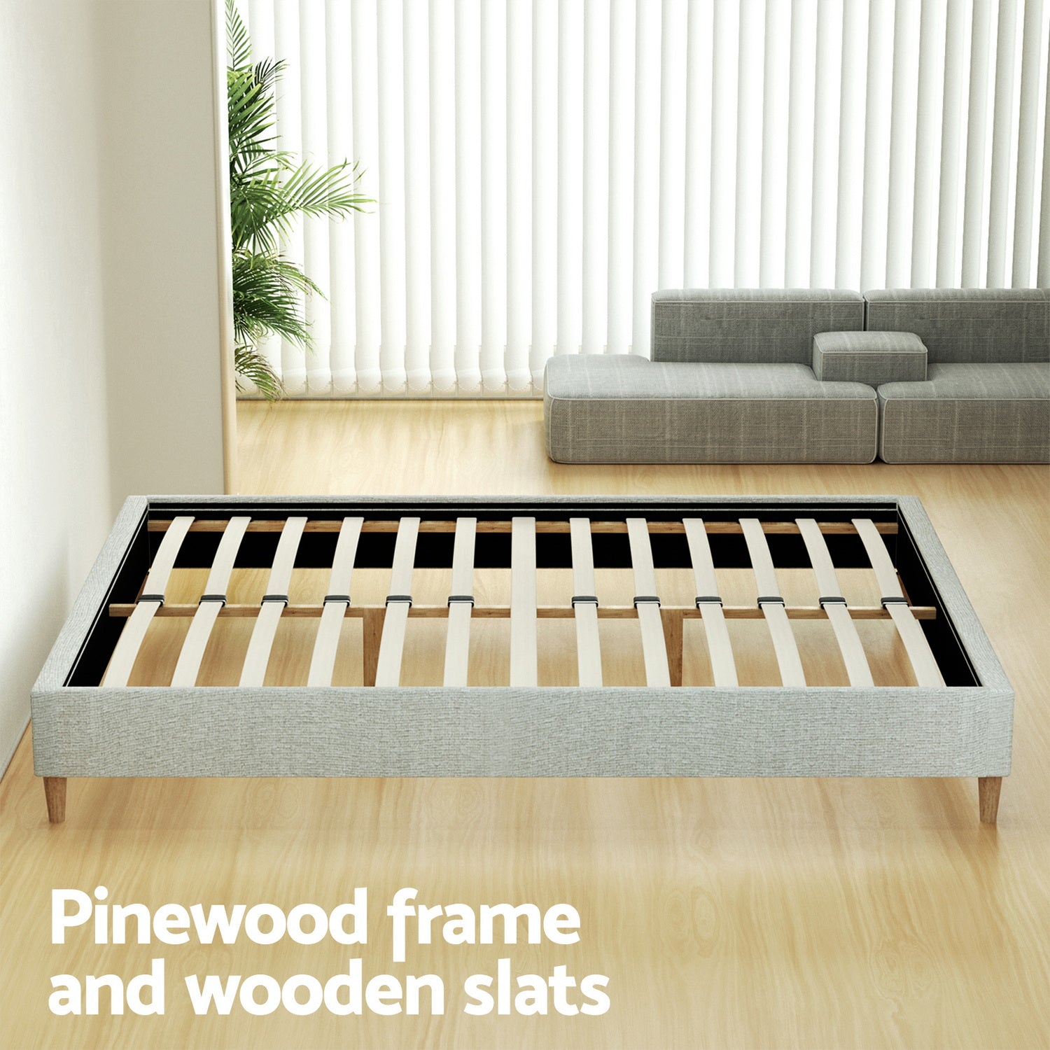 Artiss Bed Frame Queen Size Beige ZORA