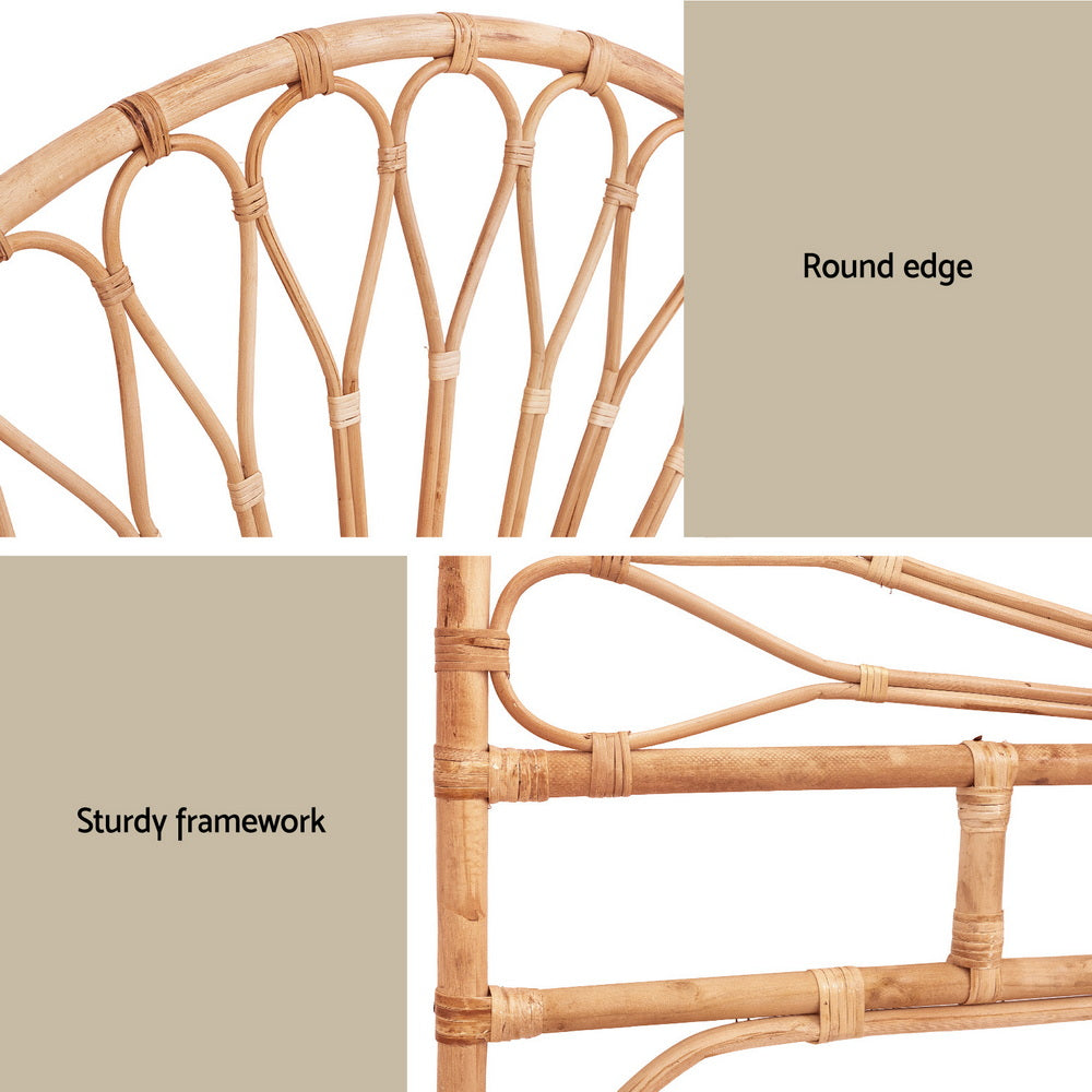 Artiss Bed Headboard Queen Bedhead Rattan - MARI Pine