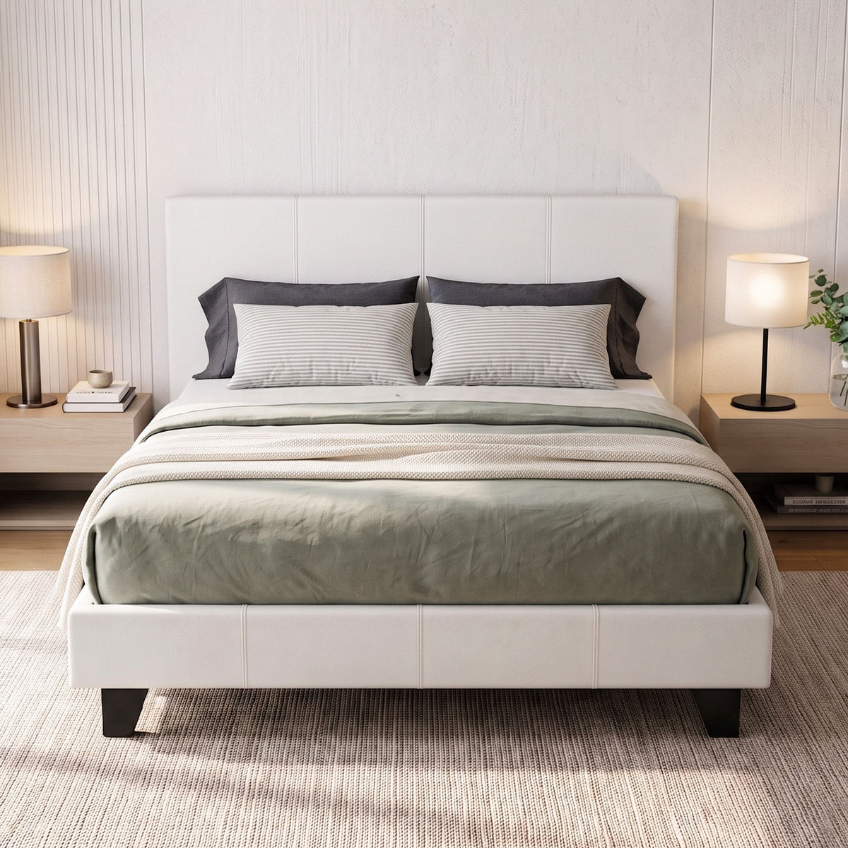Artiss Neo Bed Frame PU Leather - White Double