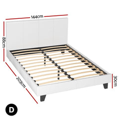 Artiss Neo Bed Frame PU Leather - White Double