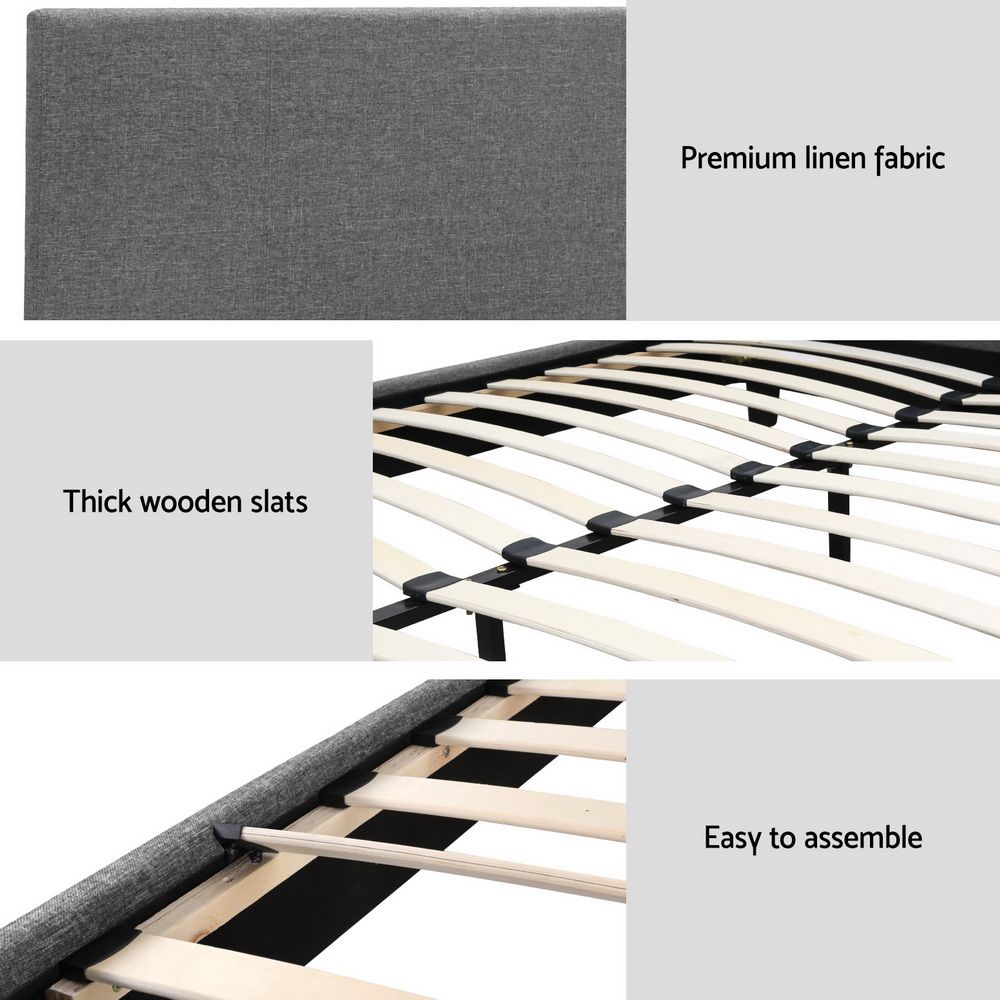 Artiss Neo Bed Frame Fabric - Grey Queen