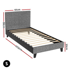 Artiss Neo Bed Frame Fabric - Grey Single