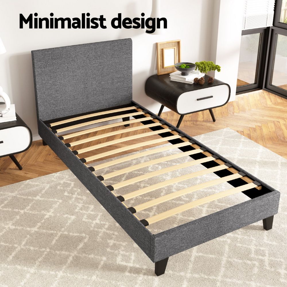 Artiss Neo Bed Frame Fabric - Grey Single