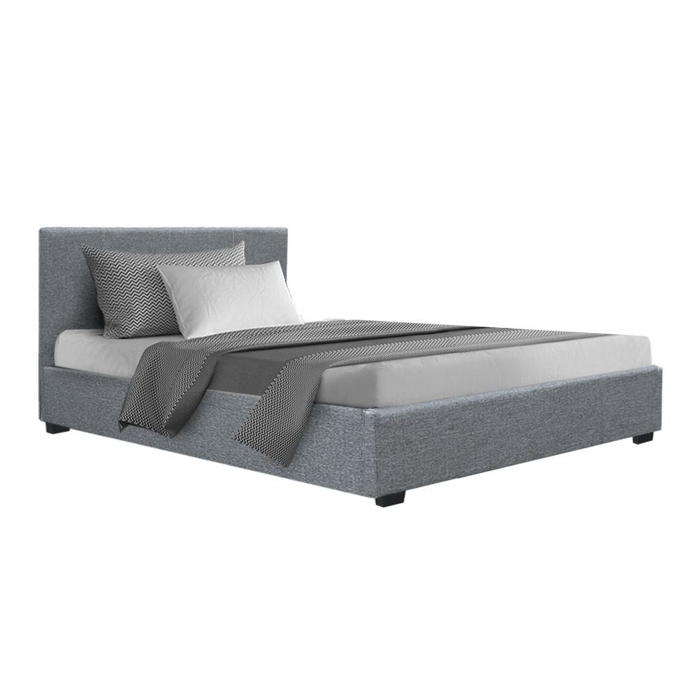 Artiss Bed Frame King Single Size Gas Lift Storage Mattress Base Wooden Grey