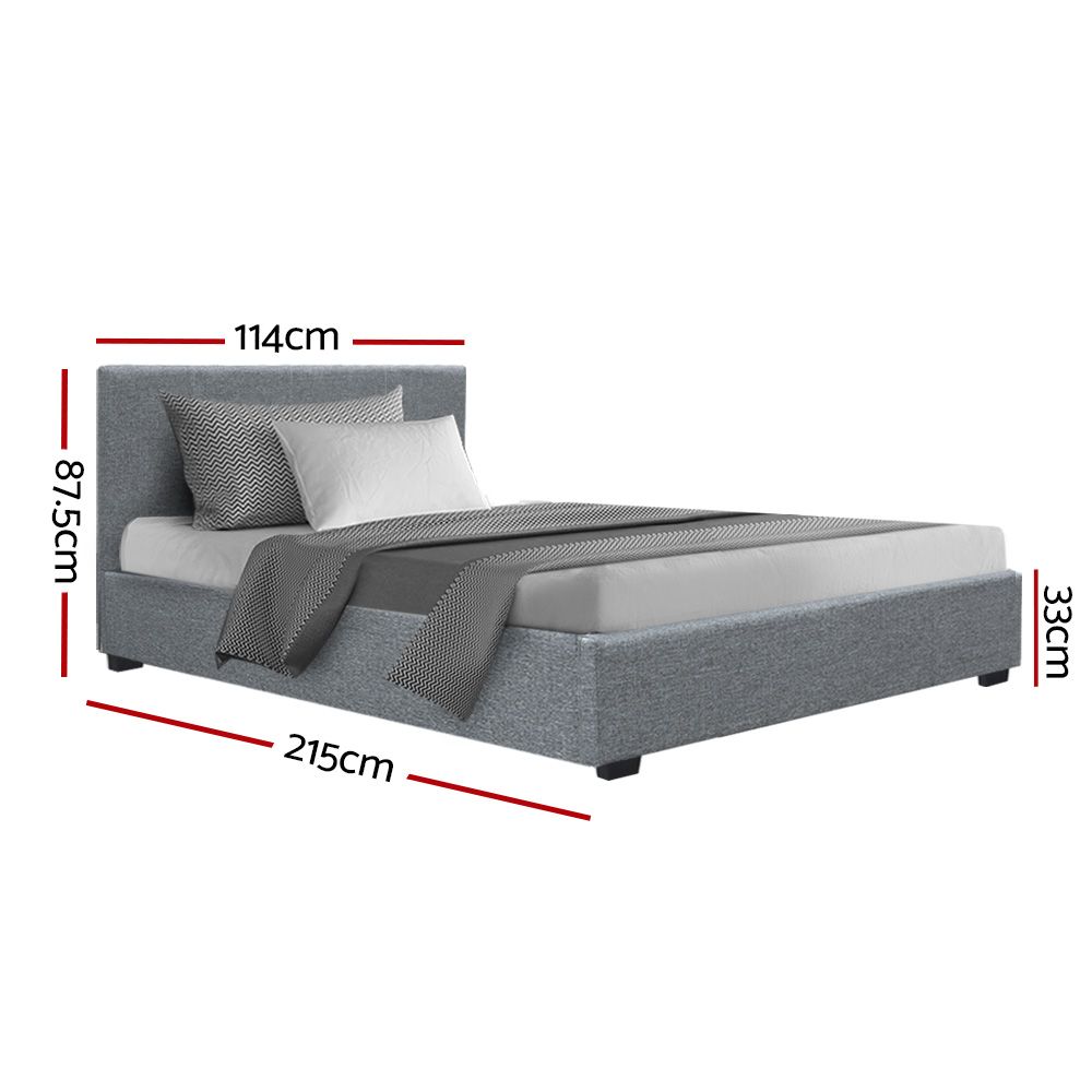 Artiss Bed Frame King Single Size Gas Lift Storage Mattress Base Wooden Grey