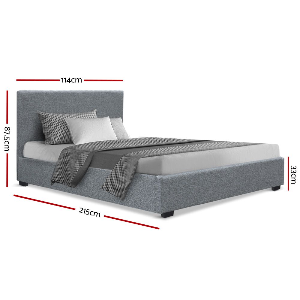 Artiss Bed Frame King Single Size Gas Lift Storage Mattress Base Wooden Grey