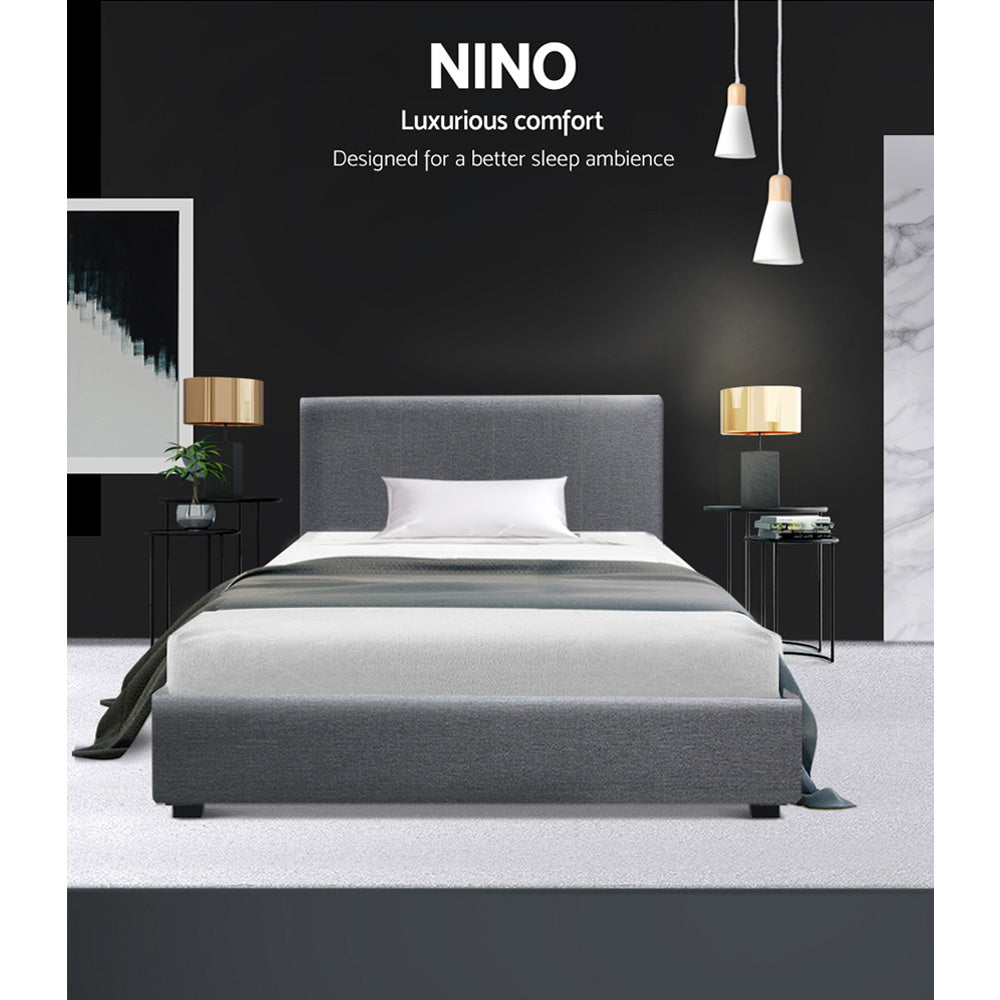 Artiss Bed Frame King Single Size Gas Lift Storage Mattress Base Wooden Grey