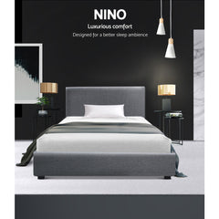 Artiss Bed Frame King Single Size Gas Lift Storage Mattress Base Wooden Grey
