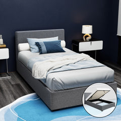 Artiss Bed Frame King Single Size Gas Lift Storage Mattress Base Wooden Grey