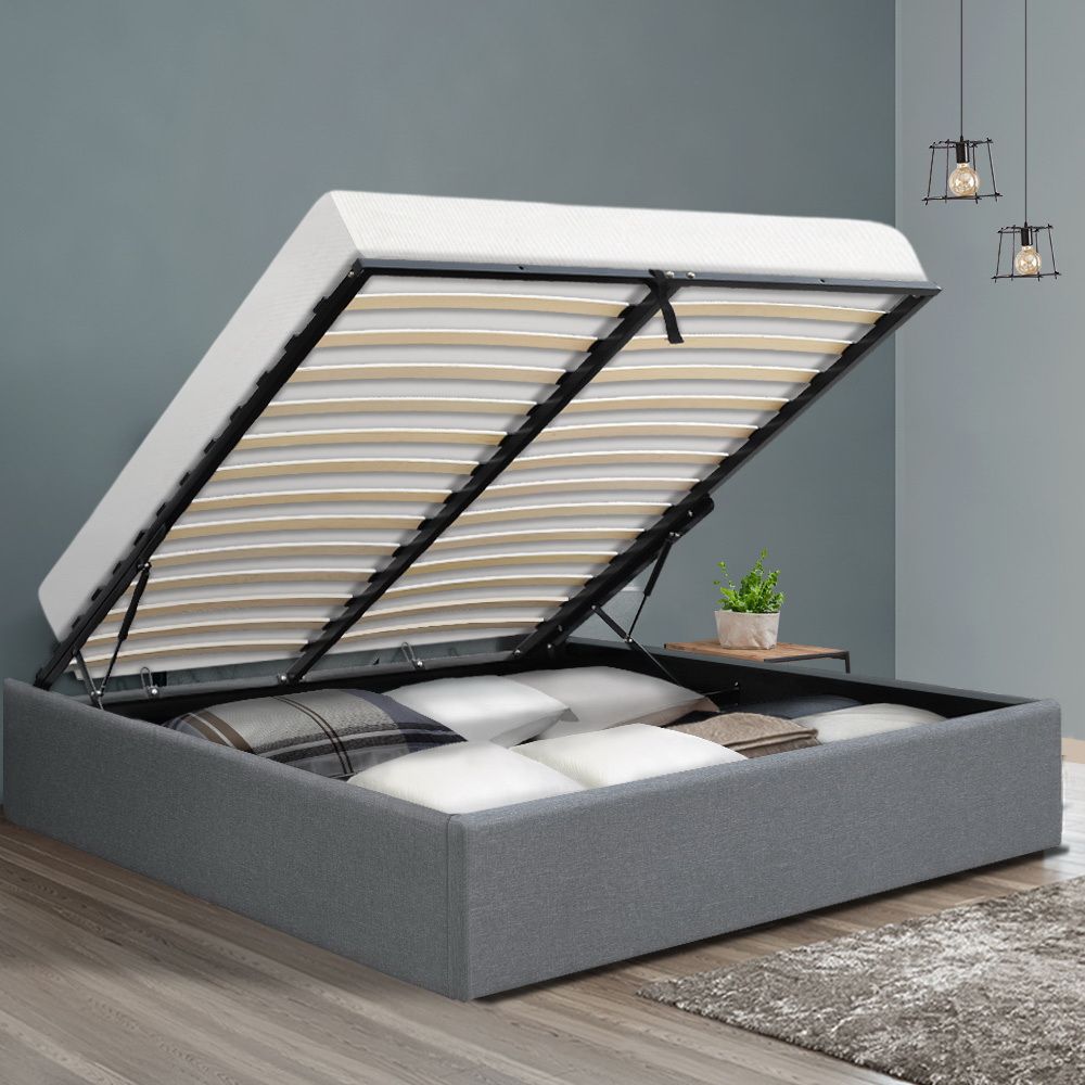 Artiss Double Full Size Gas Lift Bed Frame Base With Storage Platform Fabric