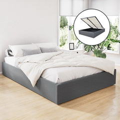 Artiss Double Full Size Gas Lift Bed Frame Base With Storage Platform Fabric