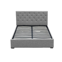 Artiss Vila Bed Frame Fabric Gas Lift Storage - Grey Double