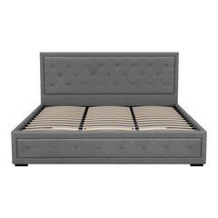 Artiss Tiyo Bed Frame Fabric Gas Lift Storage - Grey King