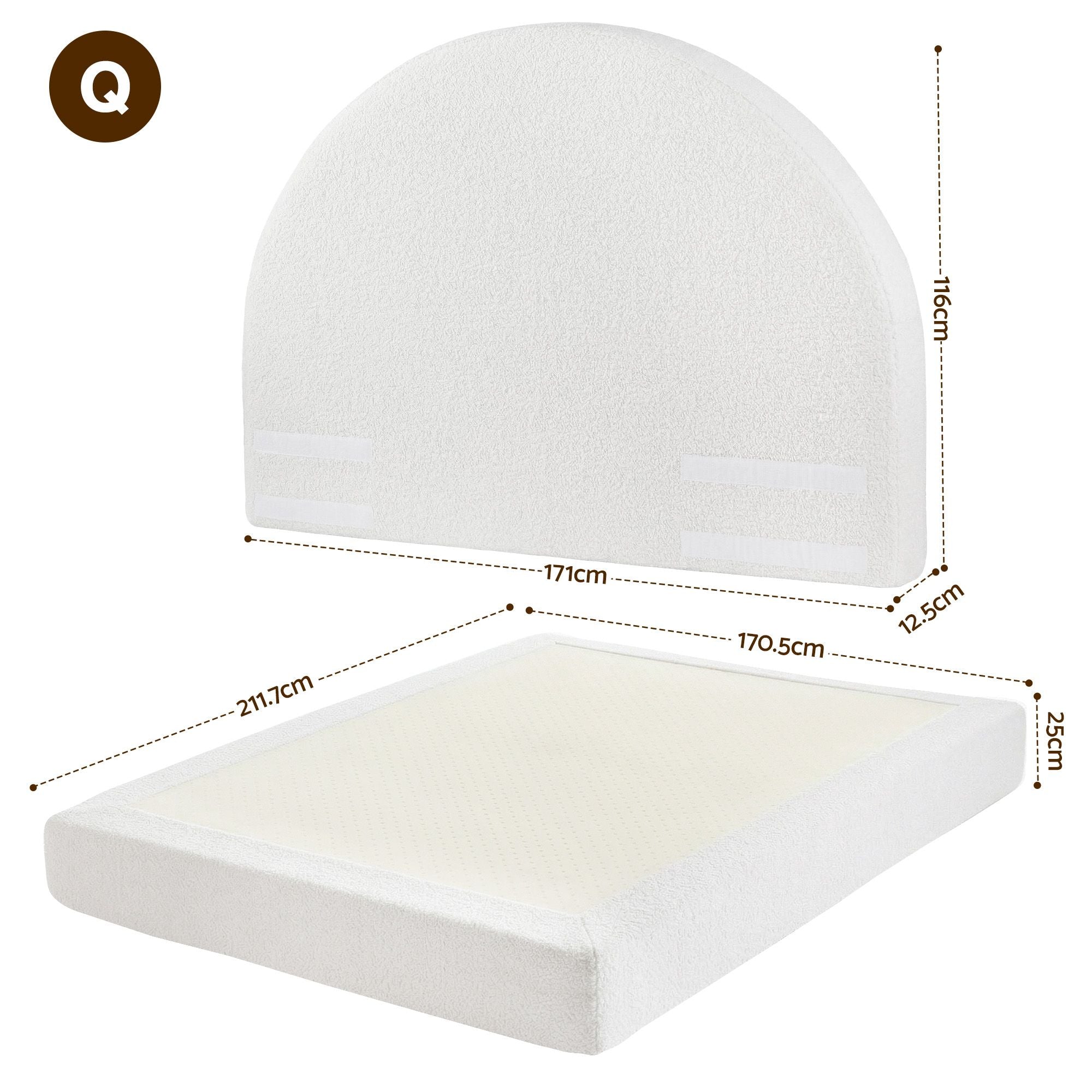 Artiss Queen Bed Frame Boucle Fabric Vacuum Compressed Beds Removable Washable Cover No-Assembly