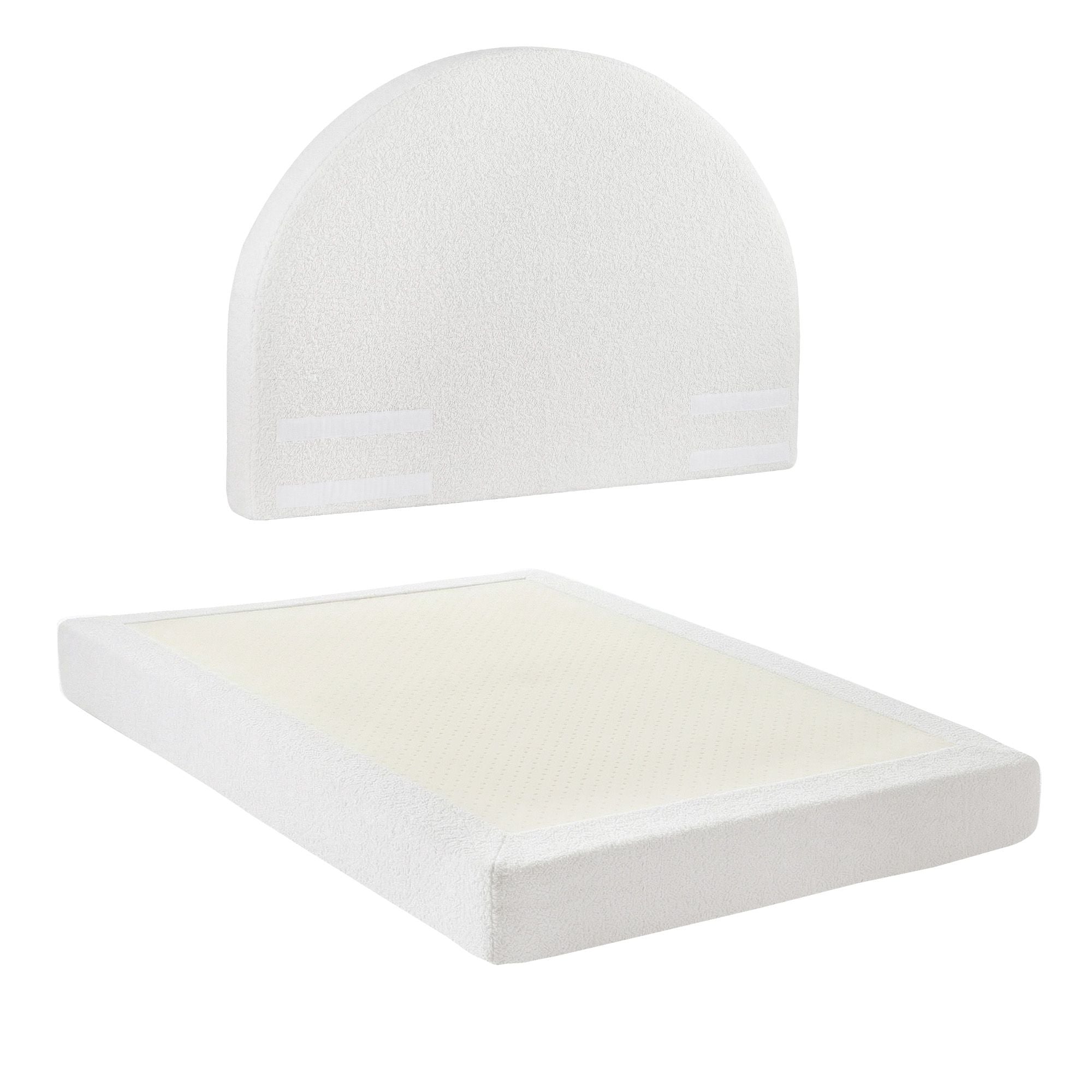 Artiss Queen Bed Frame Boucle Fabric Vacuum Compressed Beds Removable Washable Cover No-Assembly