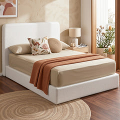Artiss Double Bed Frame Boucle Fabric Vacuum Compressed Beds Removable Washable Cover