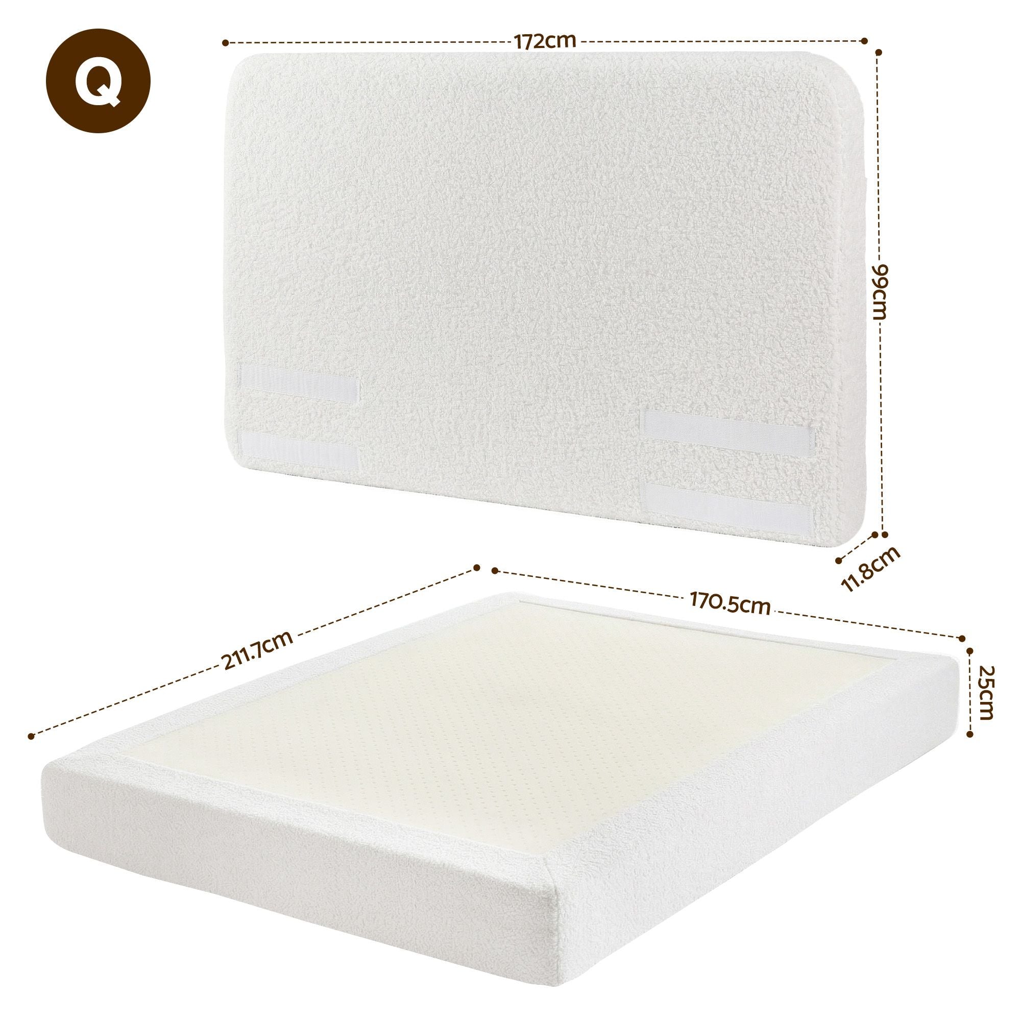 Artiss Queen Bed Frame Boucle Fabric Vacuum Compressed Beds Washable Cover No-Assembly