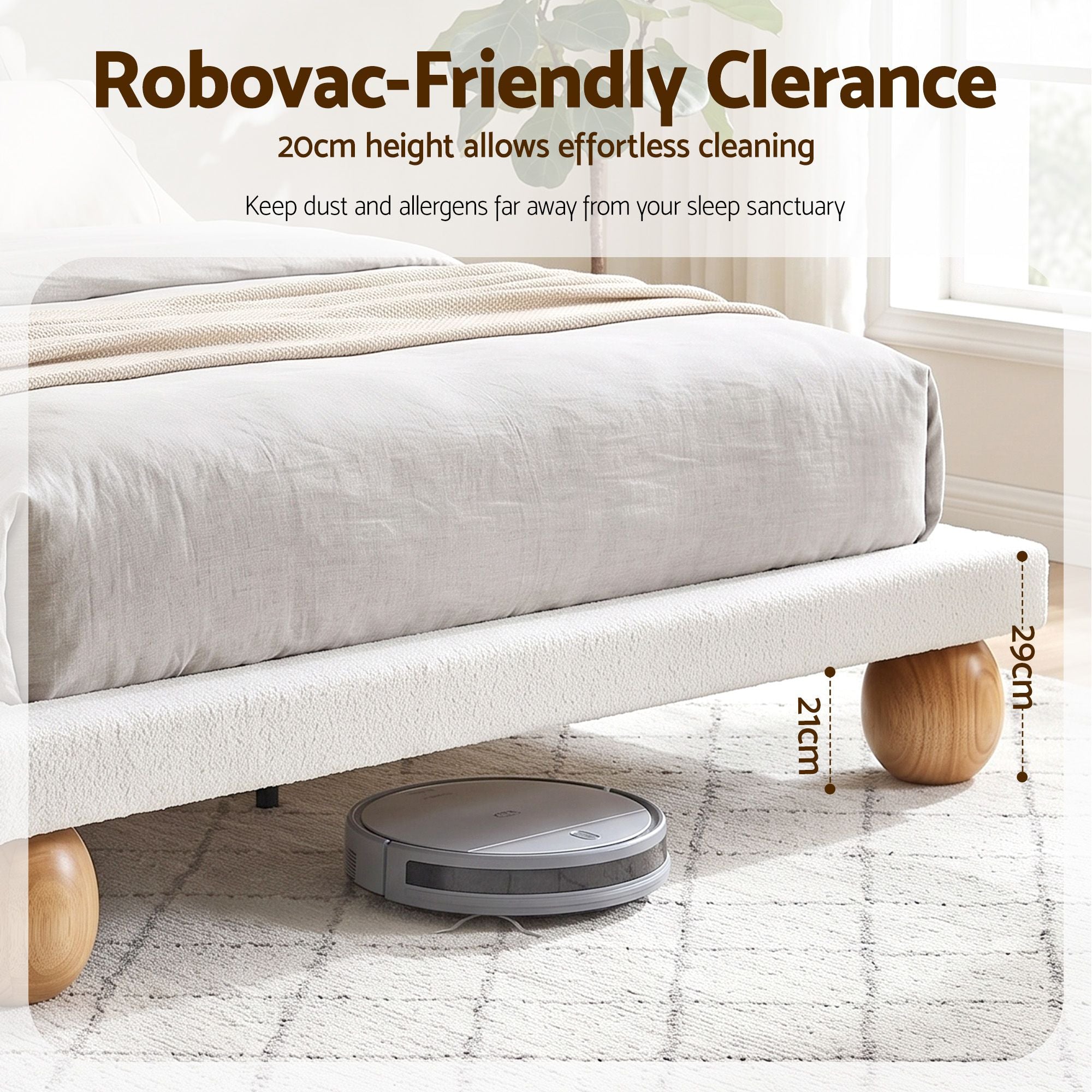 Artiss Queen Bed Frame with Boucle Upholstery and Solid Rubber Wood Legs