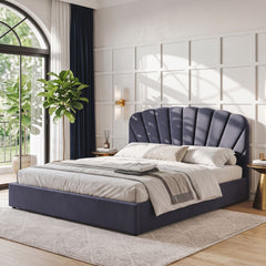 Artiss King Bed Frame with Lift Up Storage and USB Ports Grey