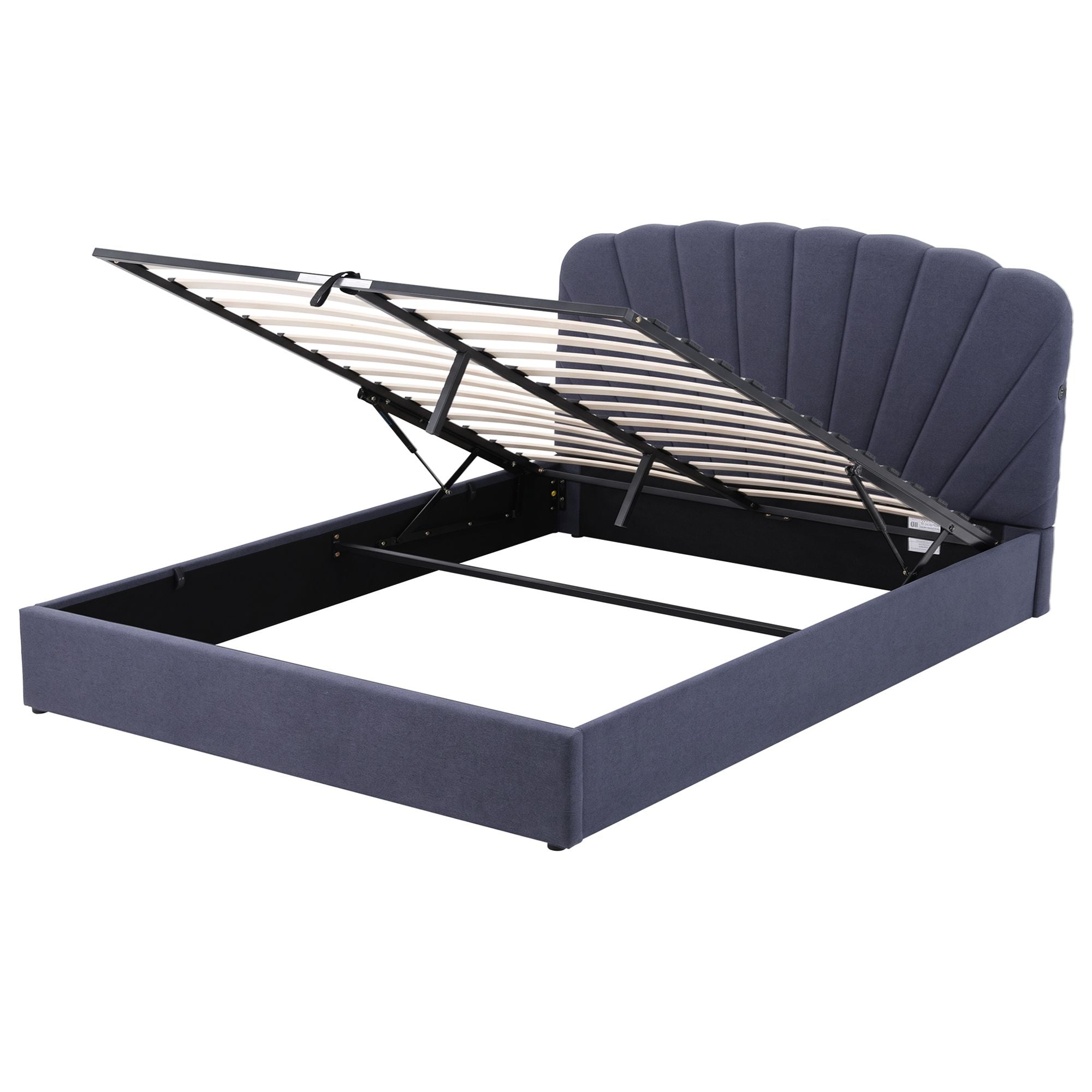 Artiss King Bed Frame with Lift Up Storage and USB Ports Grey