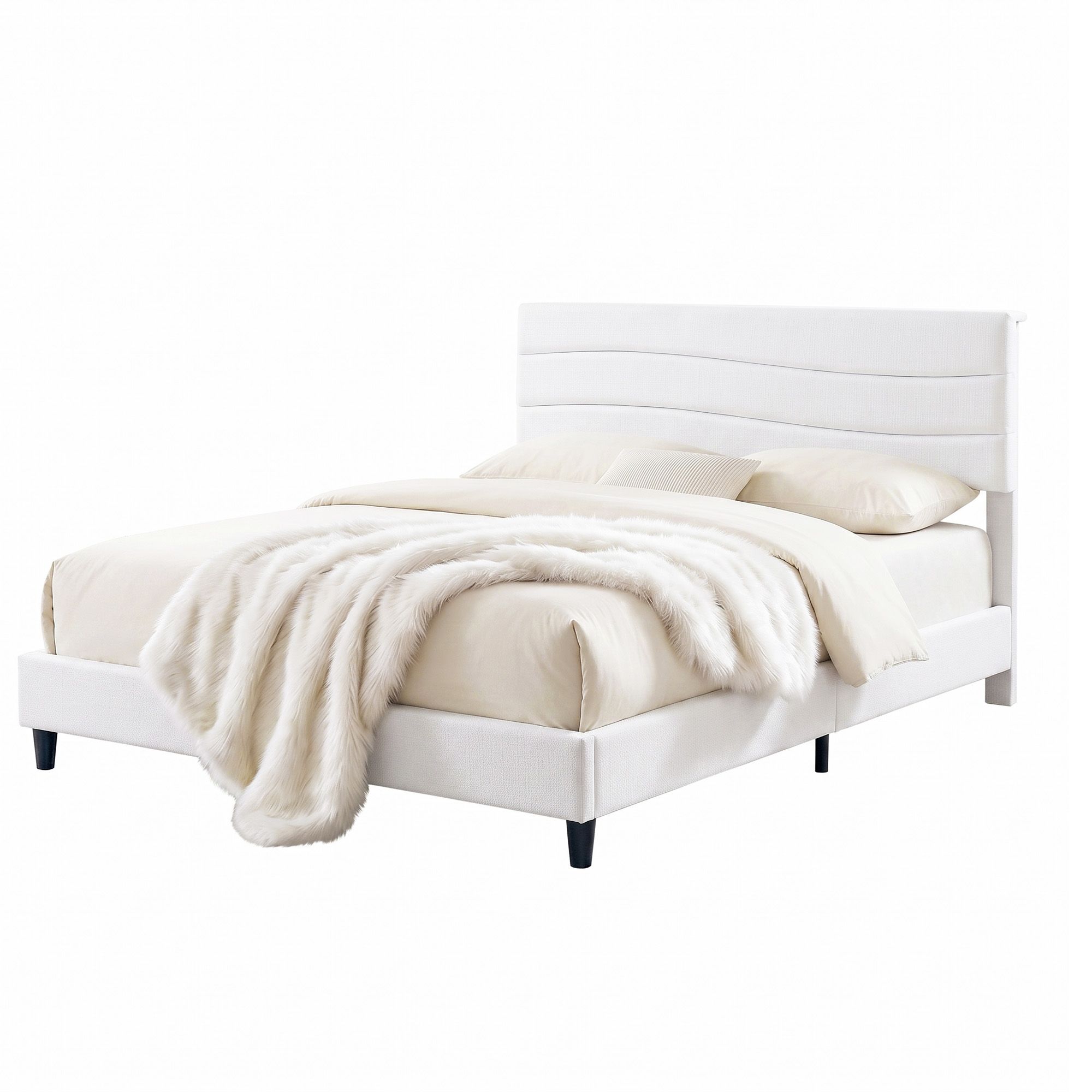 Artiss Queen Bed Frame with Storage Adjustable Headboard Platform Base Linen