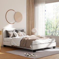 Artiss Bed Frame Double Size Boucle Fabric Mattress Base Platform Wooden