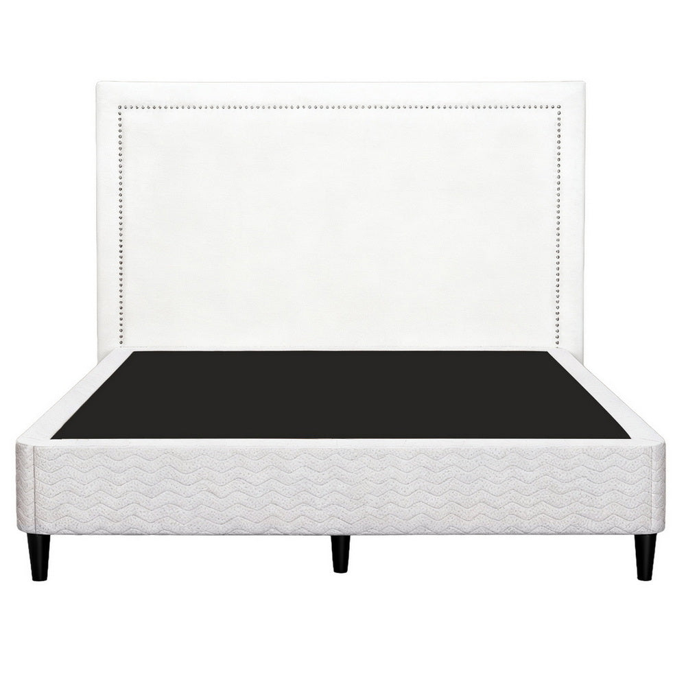 Artiss Queen Bed Frame with Headboard Platform Bed Base Grey Beige Fabric Metal