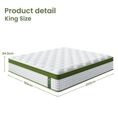 Artiss BedStory King Bed Frame with Mattress Set Platform Base Pocket Coil Linen Upholstered