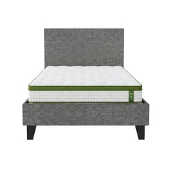 Artiss BedStory Single Bed Frame and Mattress Set, 30cm Hybrid Cooling Gel Mattress with Grey Upholstered Wooden Platform Base, Modern Bedroom Furniture Bundle