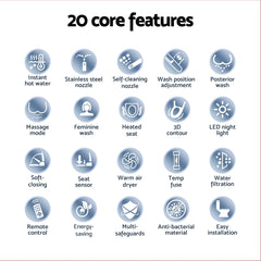 Cefito Electric Bidet Toilet Seat Cover LED Night Light Heated Seat with Remote