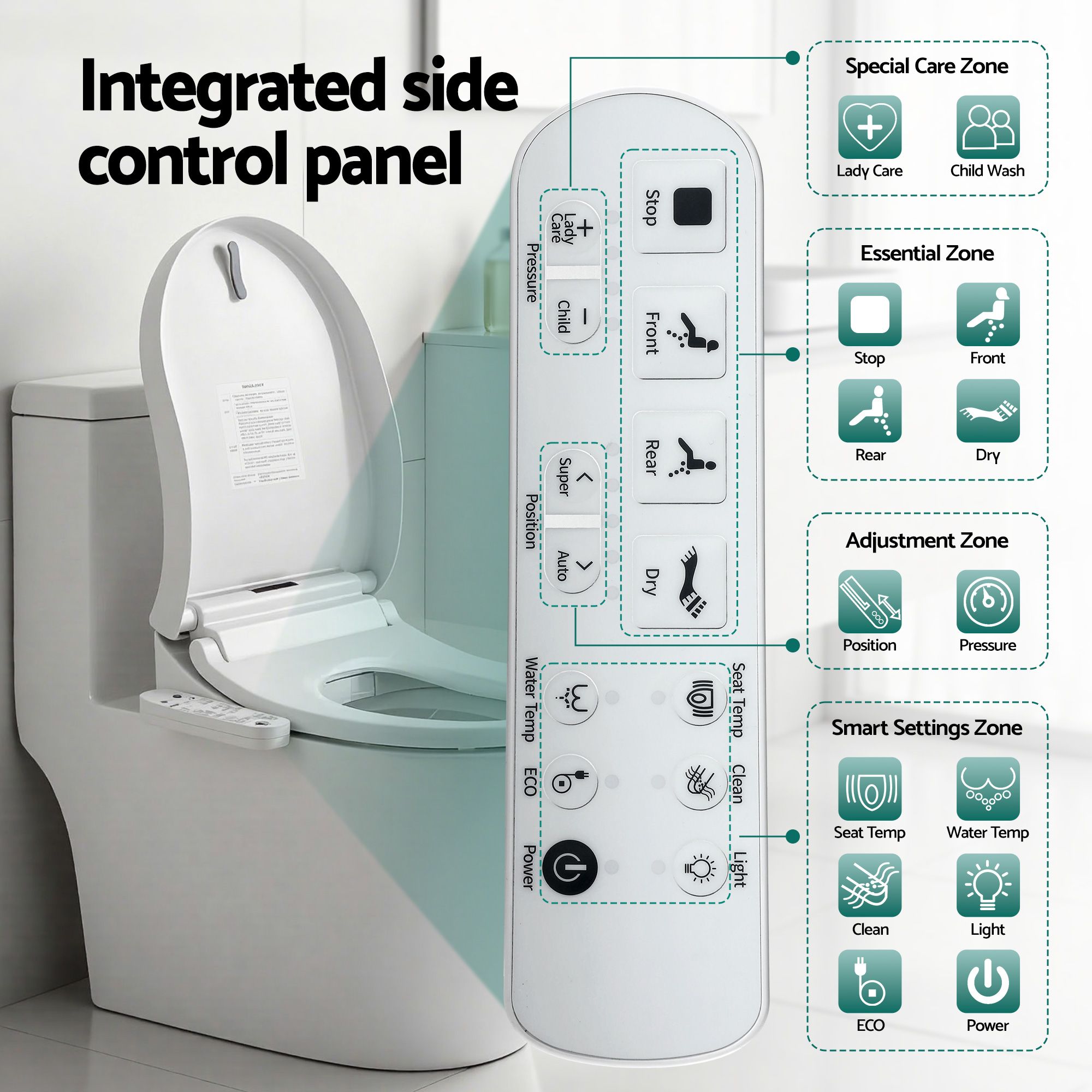 Cefito Smart Electric Bidet Toilet Seat Cover D-Shape SIAA Material Certified