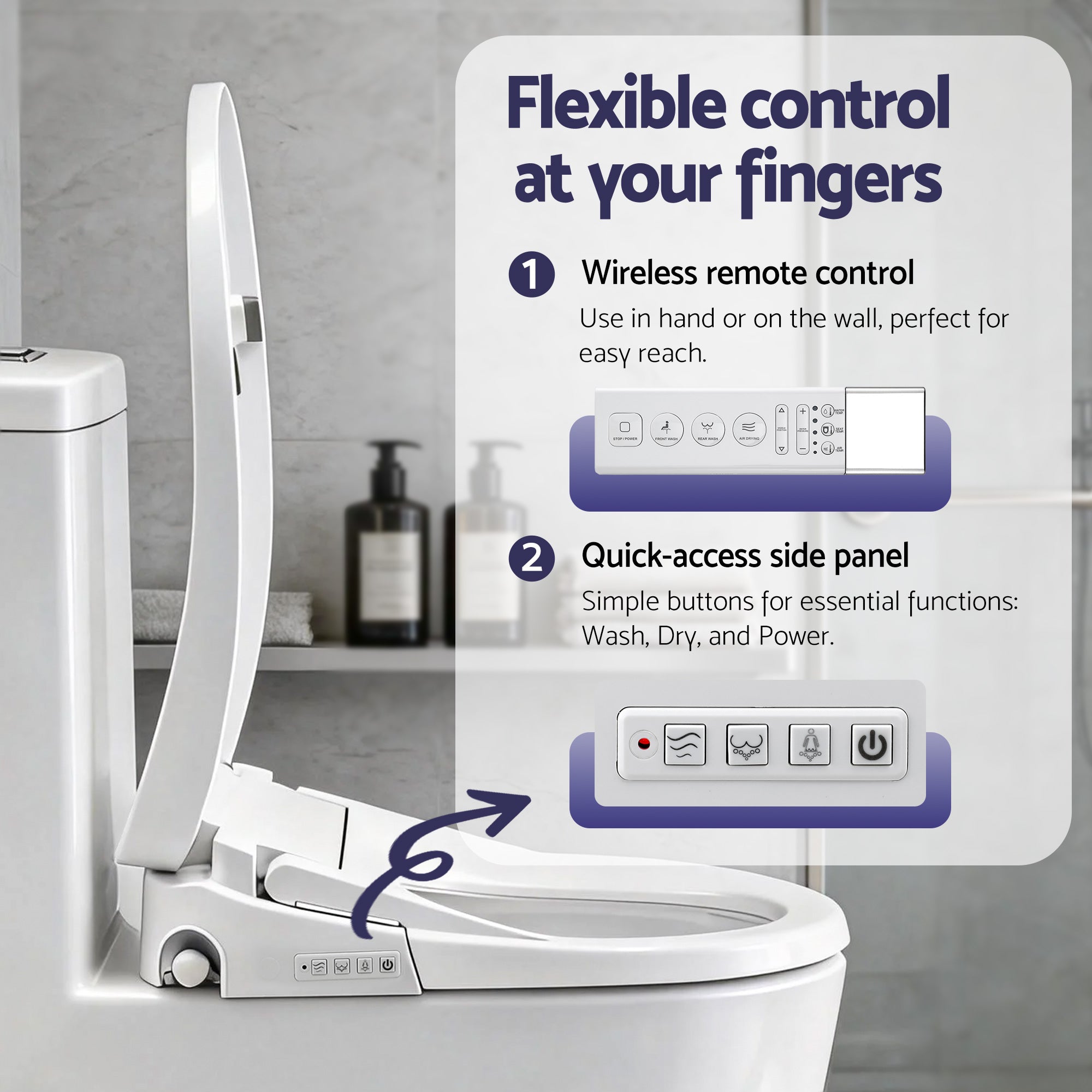 Cefito Smart Electric Bidet Toilet Seat Wireless Remote Heated Dryer Auto Wash