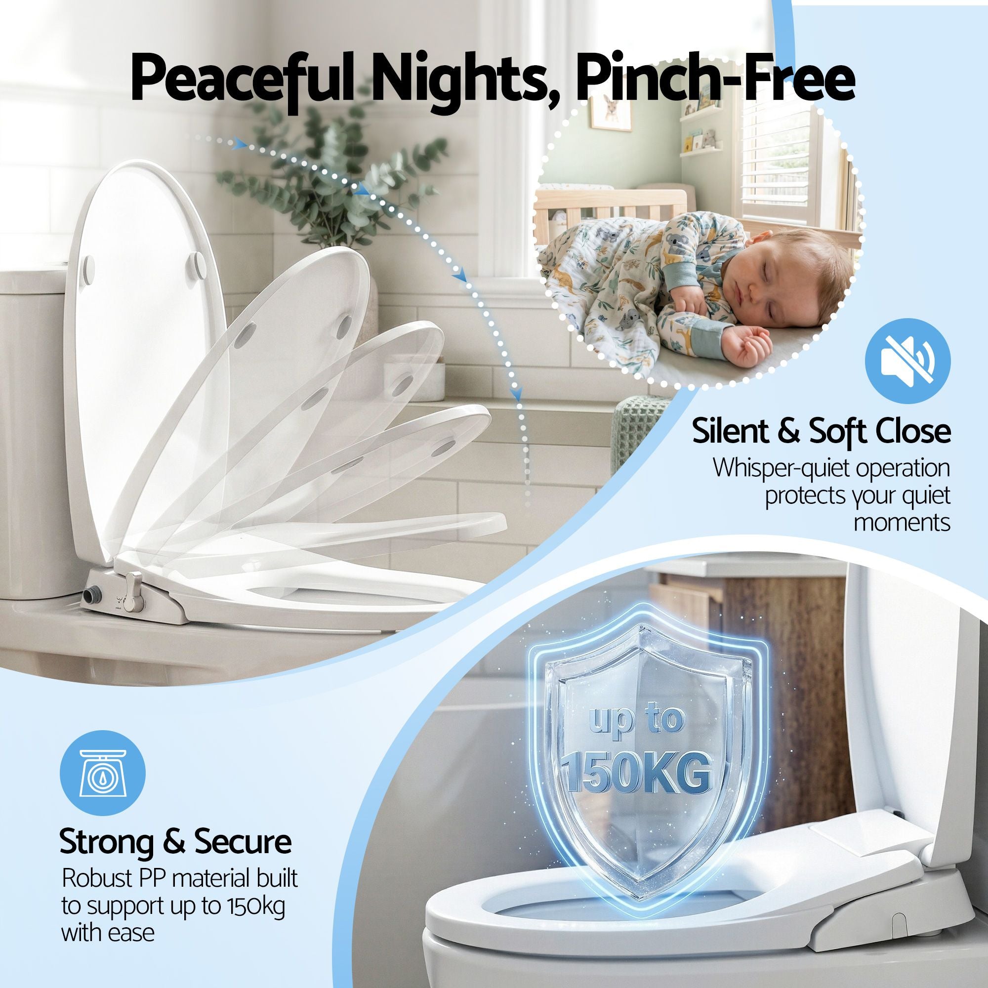 Cefito Non Electric Bidet Toilet Seat O-Shape Dual Nozzle Soft Close WaterMark