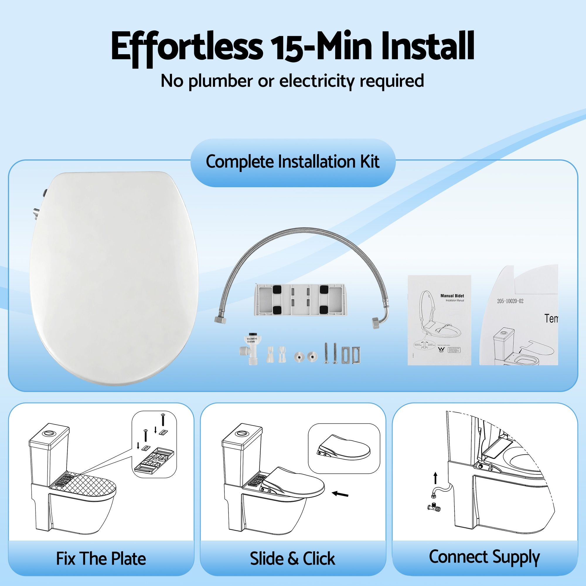 Cefito Non Electric Bidet Toilet Seat O-Shape Dual Nozzle Soft Close WaterMark