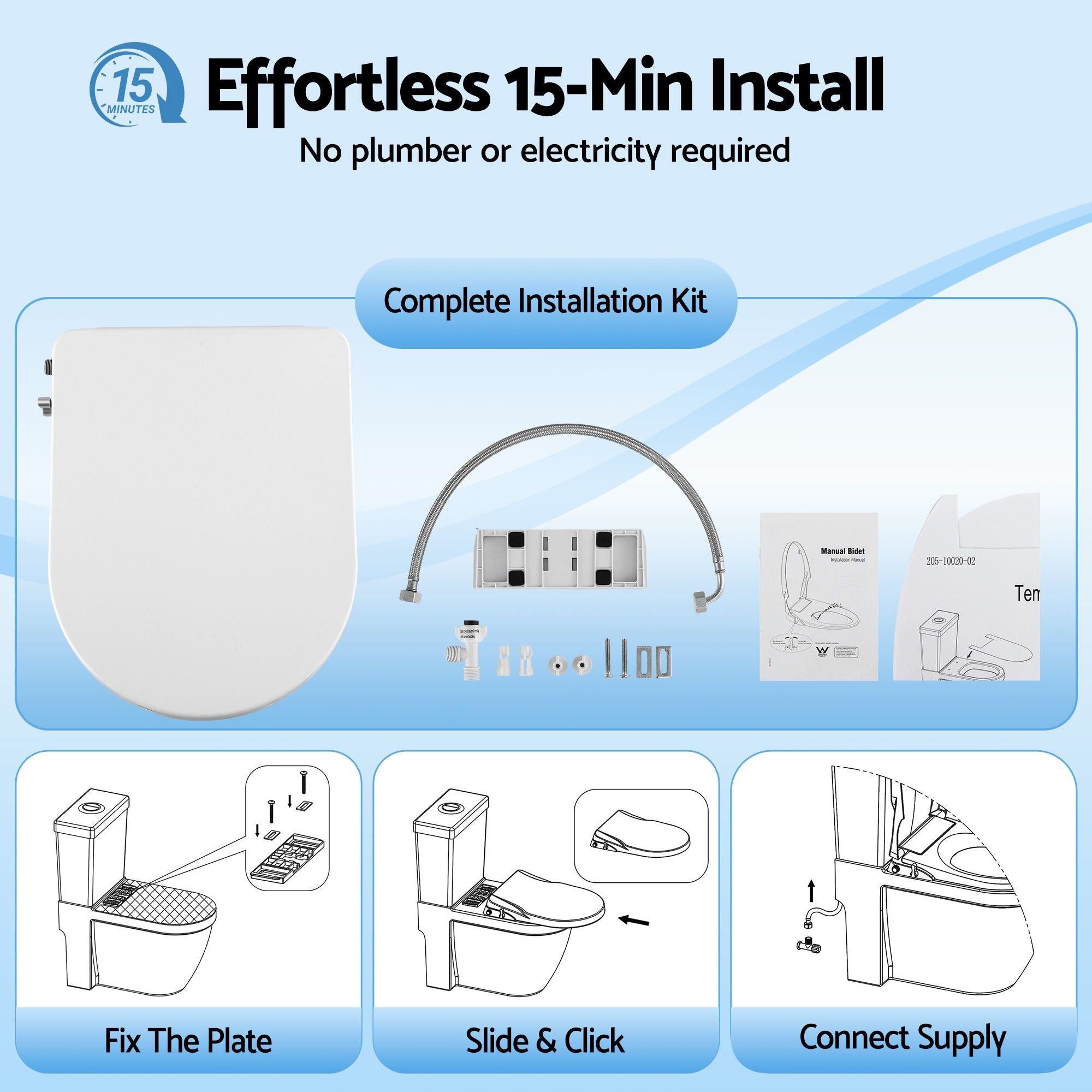 Cefito Non Electric Bidet Toilet Seat D-Shape Dual Nozzle Soft Close WaterMark