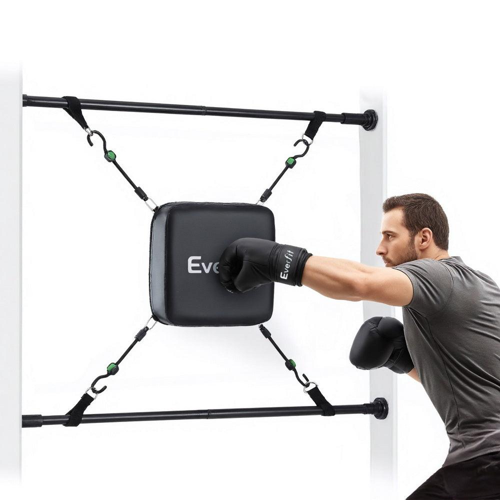 Everfit Doorway Punching Bag Adjustable Apartment Friendly with Boxing Gloves Black